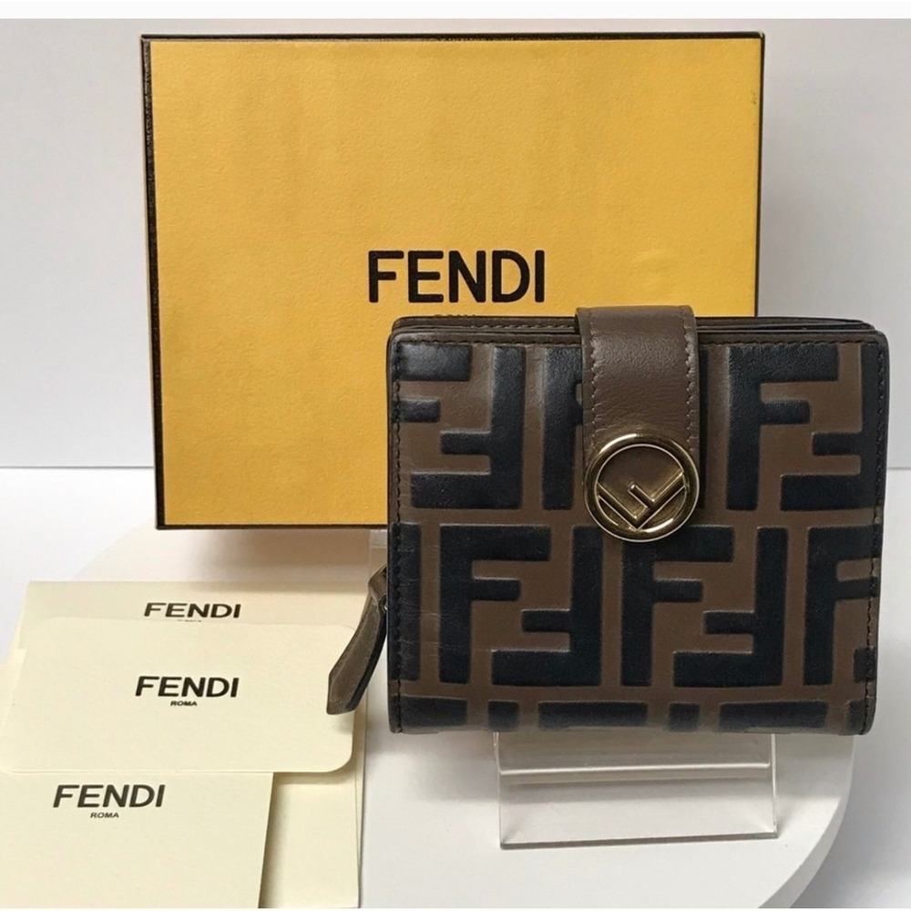 Fendi Roma Wallet FF Logo Snap Closure Bifold Coin Purse - Picture 6 of 13